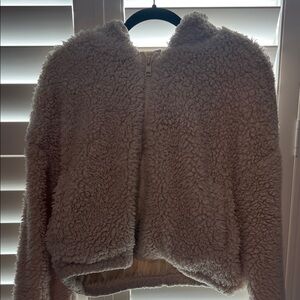 FAVLUX Cream Zipped Sherpa Jacket